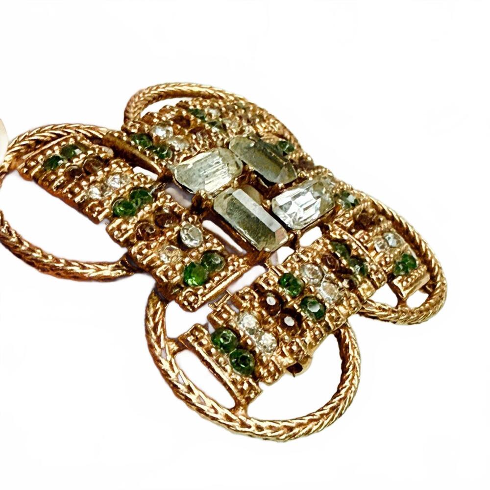VTG Florenza Rhinestone Maltese Cross Brooch Signed - Picture 3 of 7